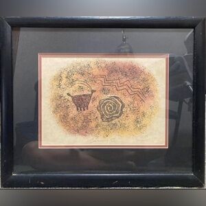 Vintage Petroglyphs Art Print in Black Frame